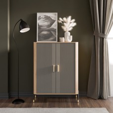 Kumode ar durvīm DANTE DT11, Ozols cremona/Pelēks matēts/Melns